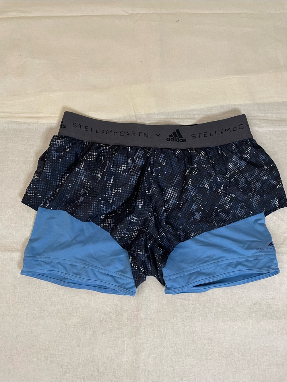 Stella McCartney Performance 2 in 1 running shorts in blue gray